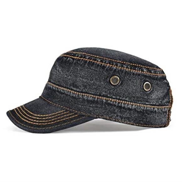 Men\'s Vintage Flat Top Hat Washed Cotton Caps